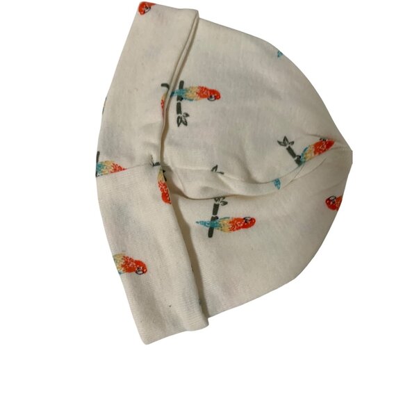 New 2 Pack Beanie Cap Hat Green Leaves Off White Parrot Green Crib Baby One Size - Picture 3 of 4